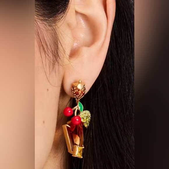Kate Spade Sweet Treasures Drop Earrings NWT Cocktail Glasses MSRP $128 - Picture 5 of 16